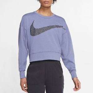 Nike Women's Dri-FIT Medium Get Fit Fleece Sparkle Logo Top Pullover Oversized